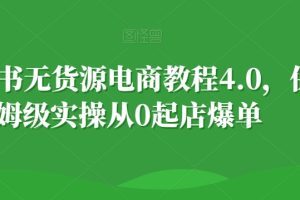 小红书无货源电商教程4.0，保姆级实操从0起店爆单