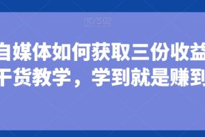 小白做自媒体如何获取三份收益，全是干货教学，学到就是赚到